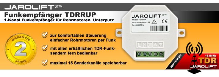 JAROLIFT 1-Kanal Funkempf&auml;nger Rohrmotoren Unterputz