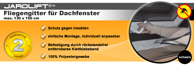 Jarolift Fliegengitter f&uuml;r Dachfenster(schwarz)