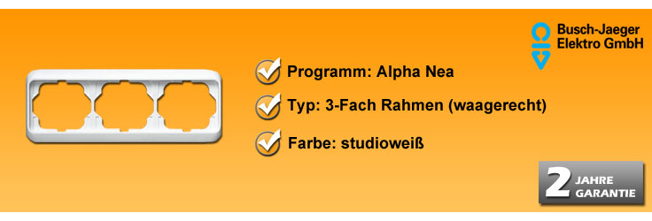Rahmenprogramm Busch-Jaeger Alpha Nea waagerecht 3-Fach (1723-24G)