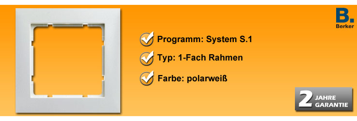 Rahmenprogramm Berker System S.1 1-Fach Rahmen (10118989)