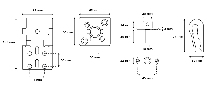 JAROLIFT&reg;&trade; Motorlager Abrolllager SLLA Abmessungen