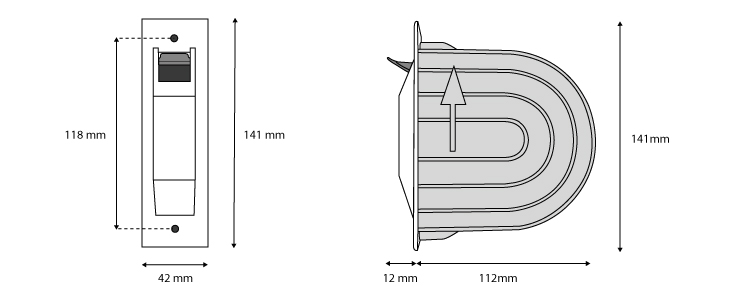 JAROLIFT®™ Mini-Einlass Gurtwickler mit Mauerkasten Farbe weiß - Abmessungen
