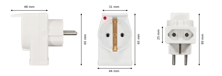 ISOTRONIC Kombi-Duplex-Ger&auml;teschutzstecker Abmessungen