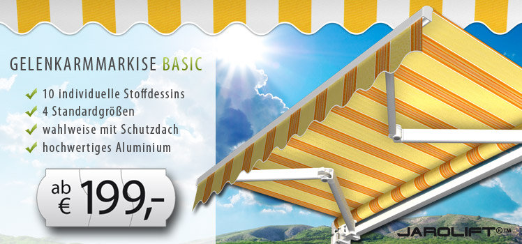 Gelenkarmmarkise Basic ab nur € 199,- Gelenkarmmarkise Basic ab nur € 199,-