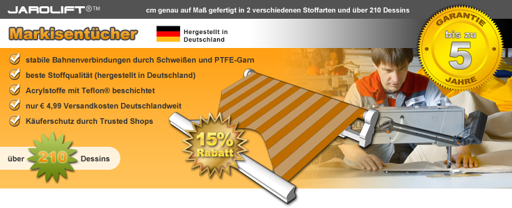 Markistenstoffe Markistentücher für Gelenkarmmarkisen Kassettenmarkisen Hülsenmarkisen