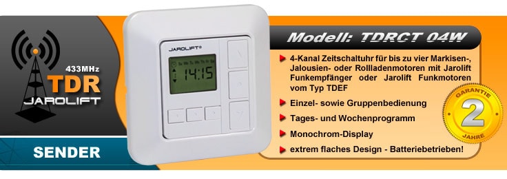 JAROLIFT Funk Wandtaster 4 Kanal Timer mit Display Typ TDRCT 04W